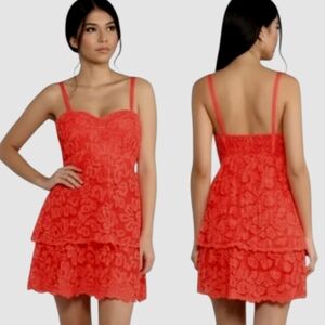 ANTHROPOLOGIE 🔖NWT! Red Lace Ruffle Mini Dress - Size M